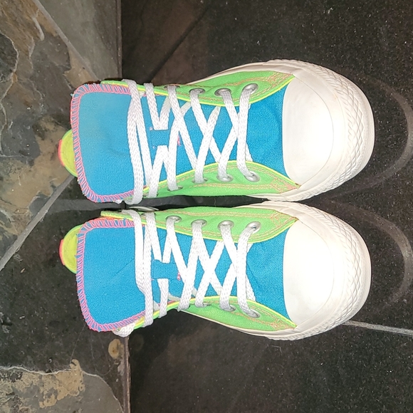 💚💛Neon Converse All Star double tongue💚💛 - Picture 6 of 11